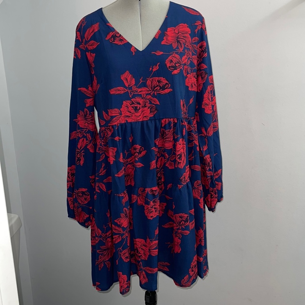 😇NWT FANCYINN Long Sleeve Shift Tunic Mini Ruffle Dress with Pockets, Medium